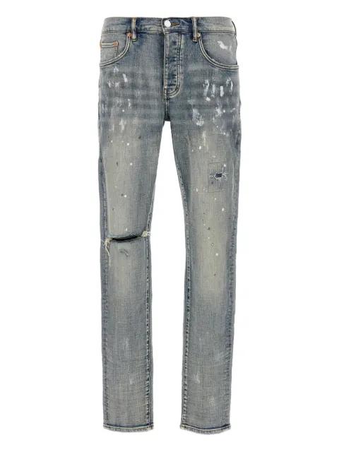 paint-splatter distressed jeans by PURPLE BRAND
