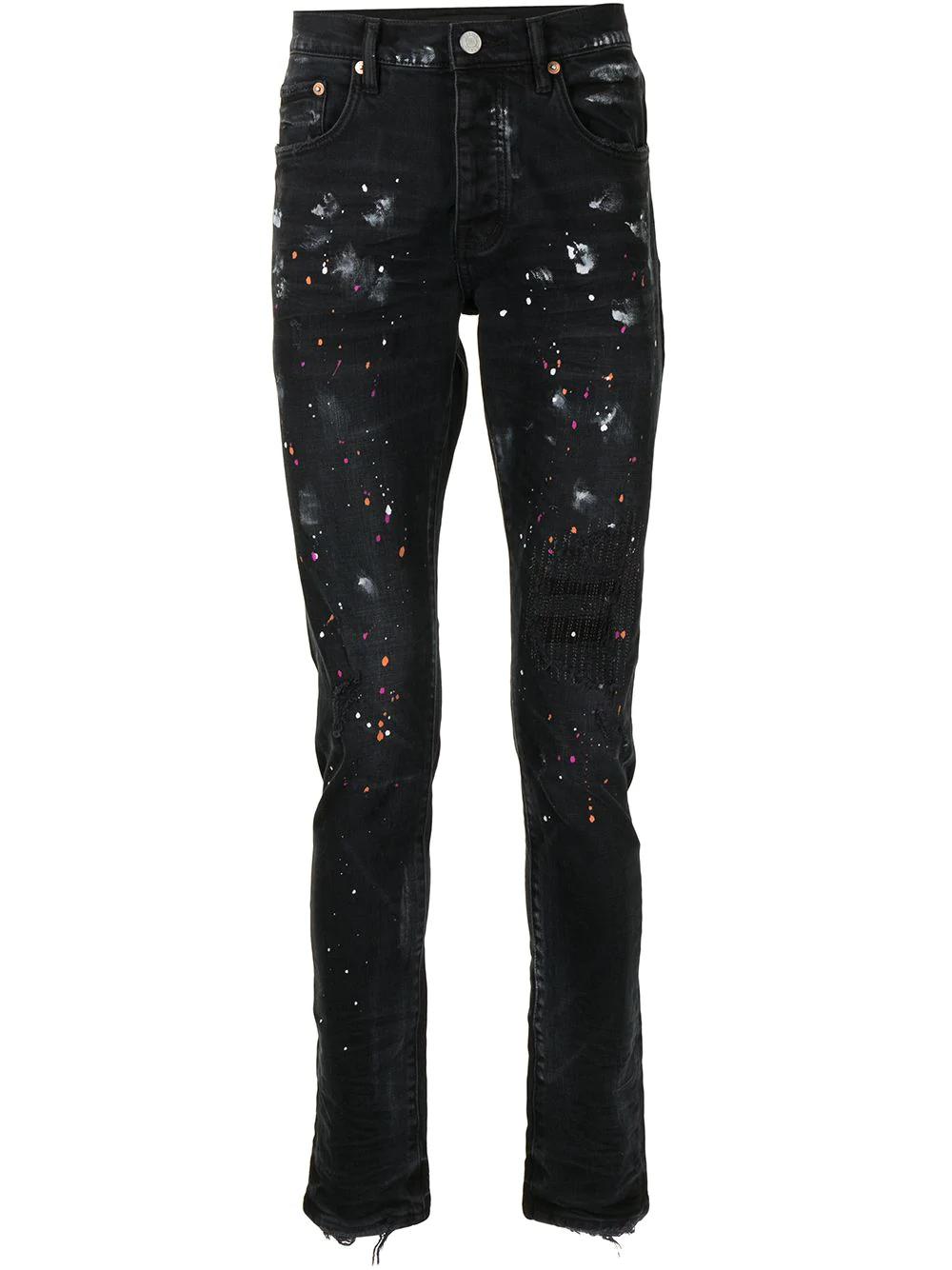 paint-splatter effect denim jeans by PURPLE BRAND