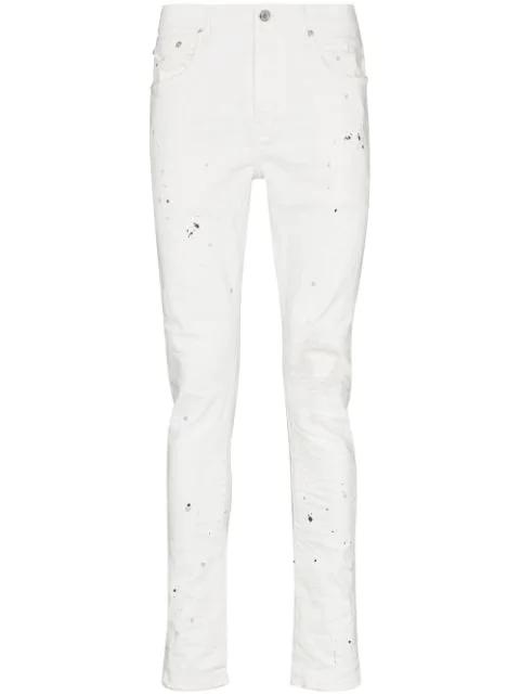 paint splatter-print skinny-cut jeans by PURPLE BRAND