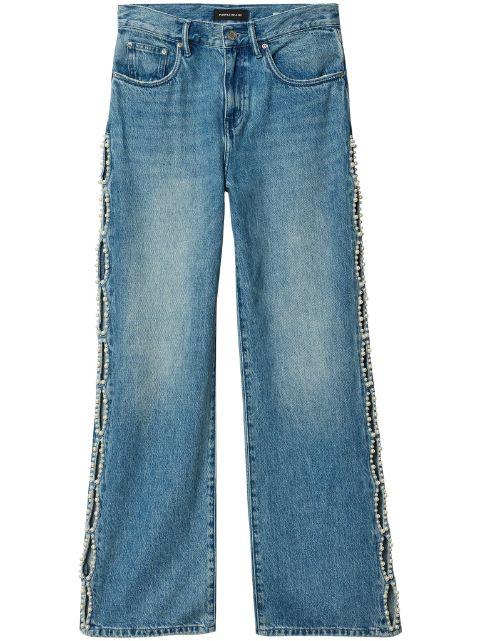 pearl-embellished cut-out jeans by PURPLE BRAND