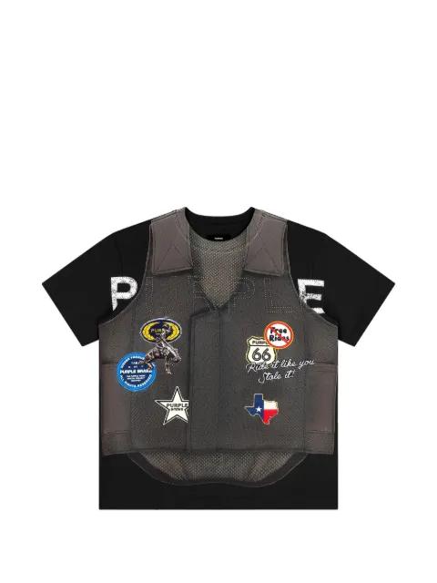 vest-print T-shirt by PURPLE BRAND