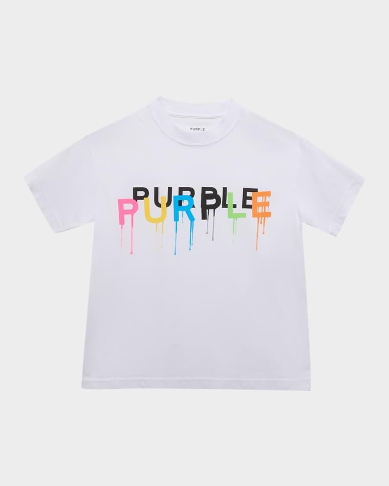 Boy's Double Logo Cotton Jersey T-Shirt, Size 4-12 by PURPLE KIDS
