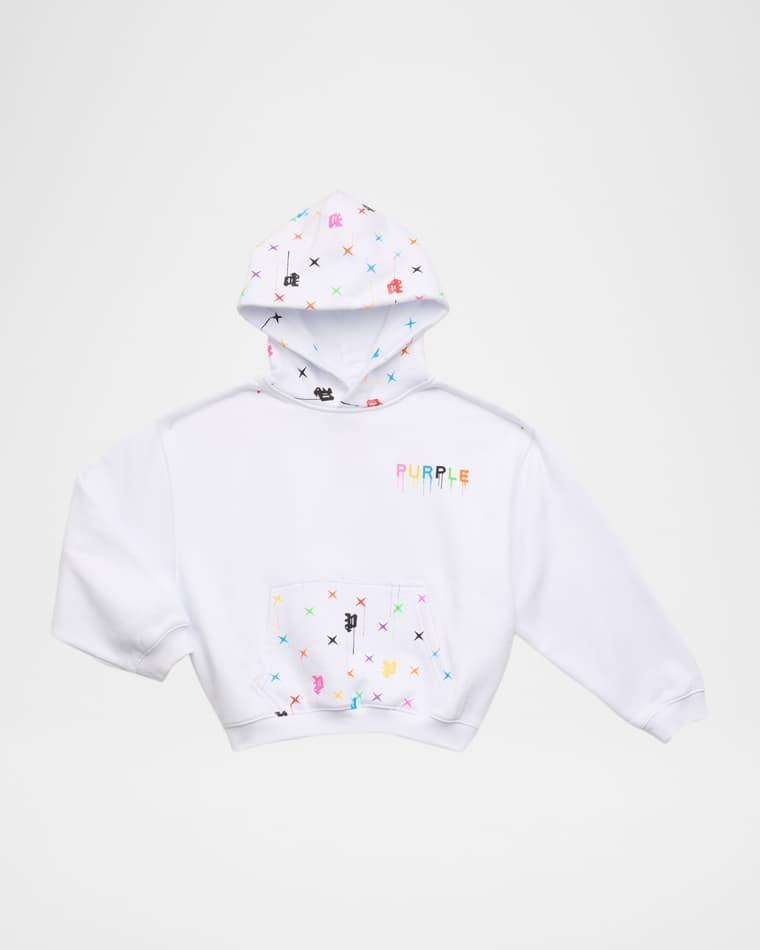 Boy's Multicolor Monogram Logo Hoodie, Size 4-12 by PURPLE KIDS