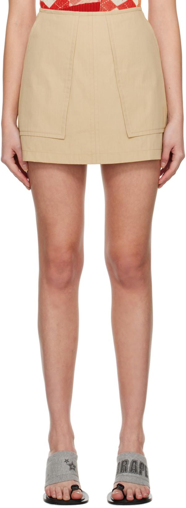 Beige A-Line Miniskirt by PUSHBUTTON