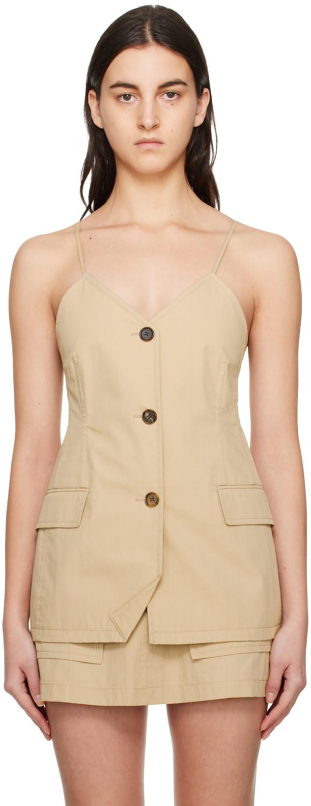 Beige Button Camisole by PUSHBUTTON