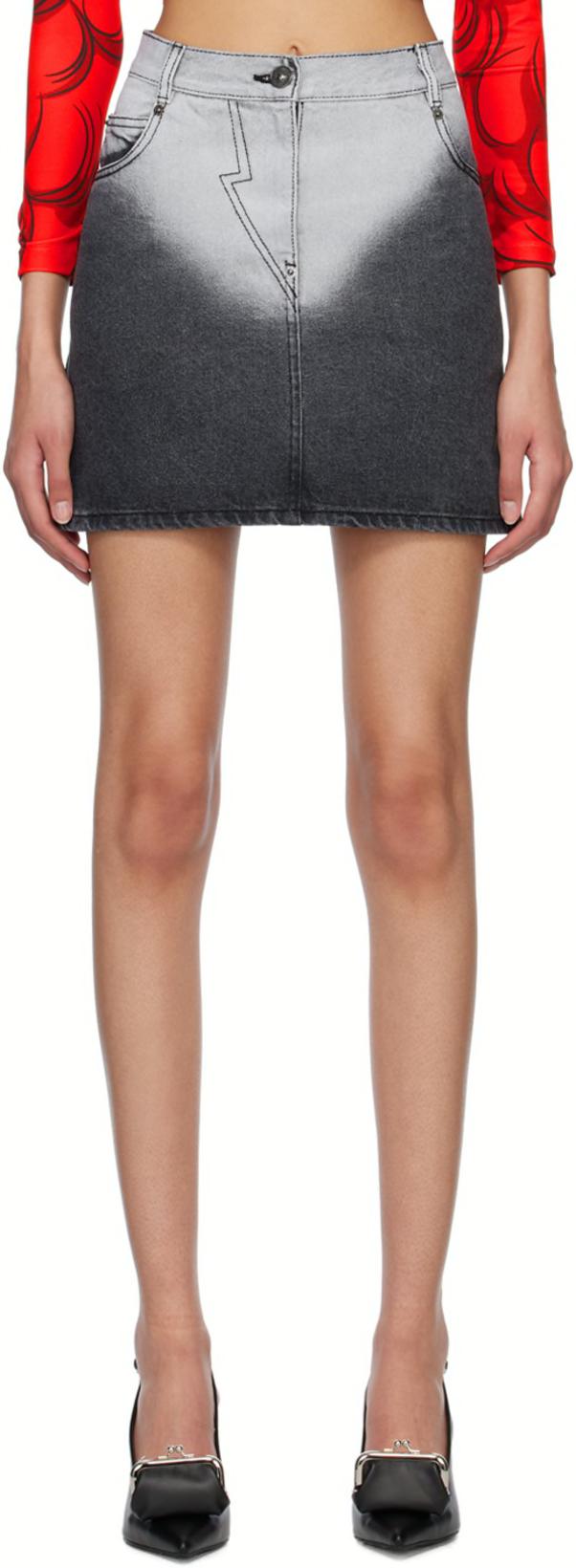 Black Brief-Washed Denim Miniskirt by PUSHBUTTON