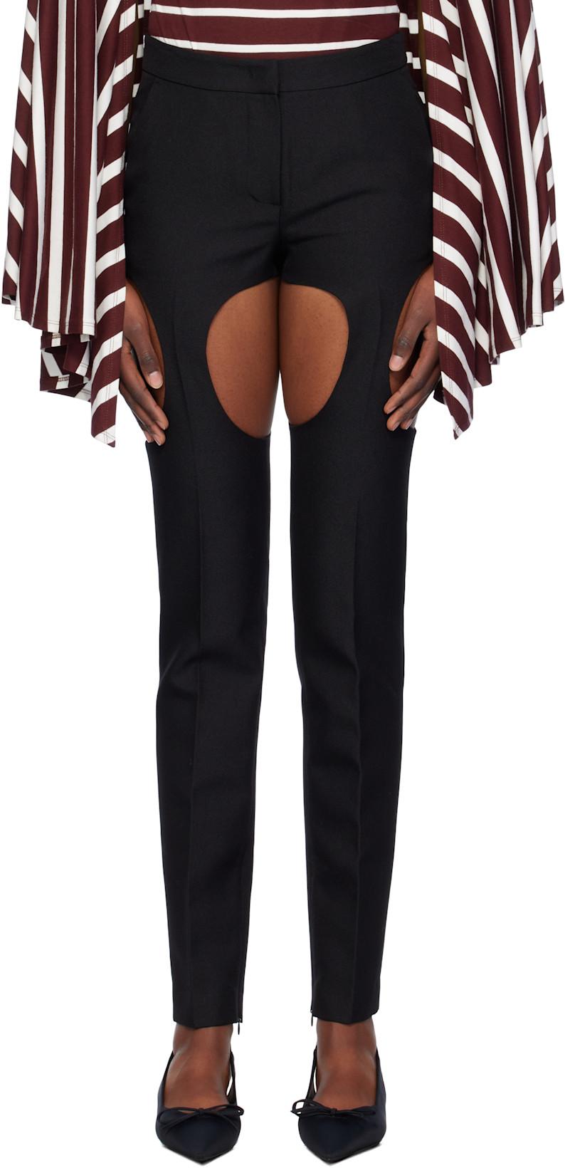 Black Cutout Point Skinny Trousers by PUSHBUTTON