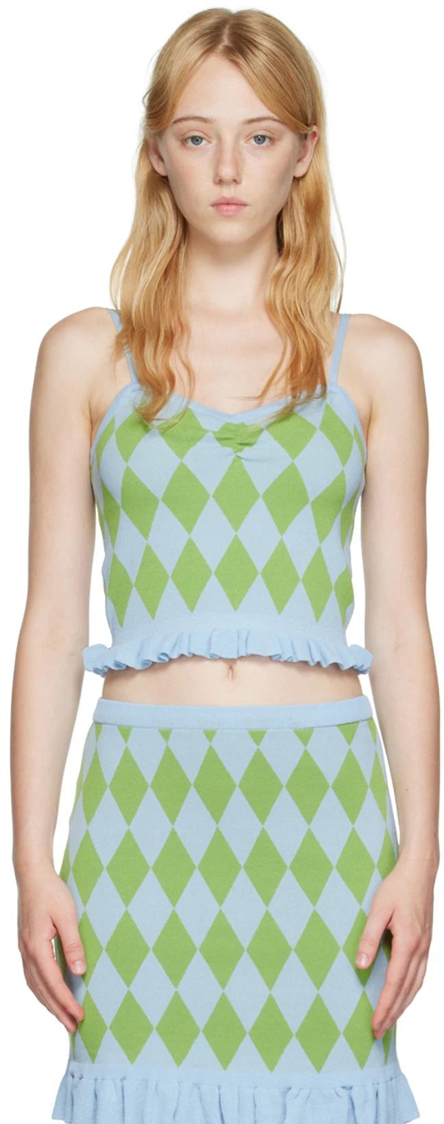 Blue Argyle Tank Top by PUSHBUTTON