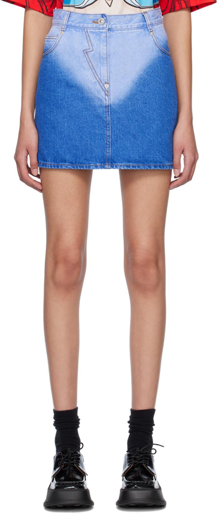 Blue Brief-Washed Denim Miniskirt by PUSHBUTTON