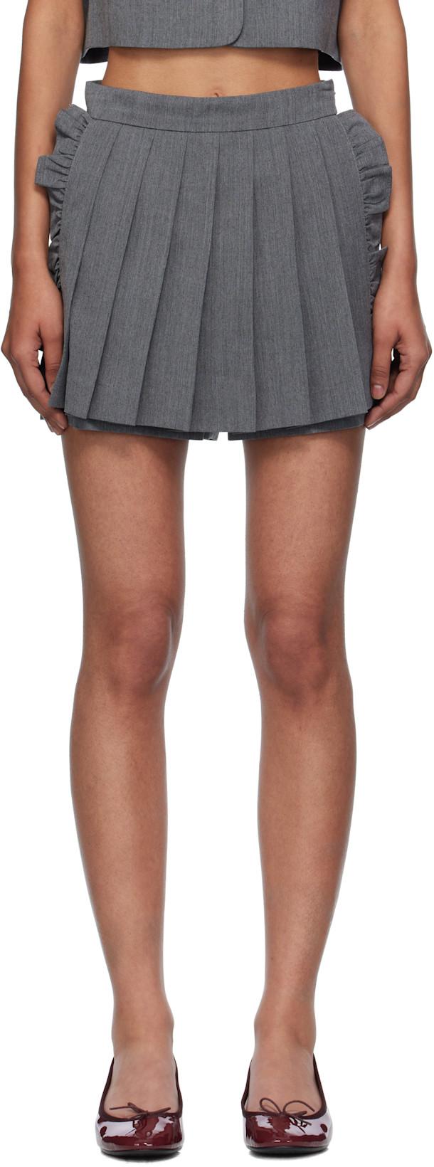 Gray Pleated Apron Shorts by PUSHBUTTON