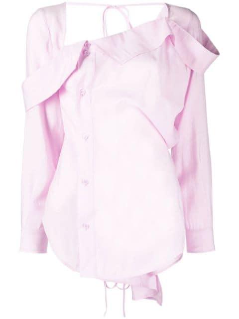 asymmetric-neck button-up shirt by PUSHBUTTON