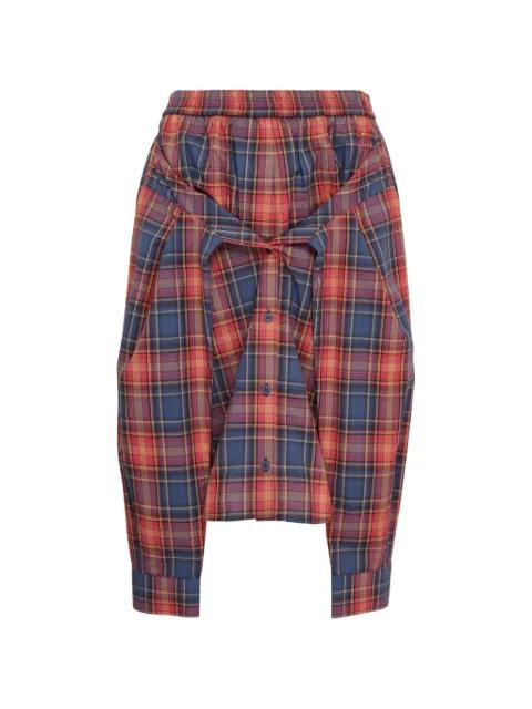 buttoned tied-waist plaid skirt by PUSHBUTTON
