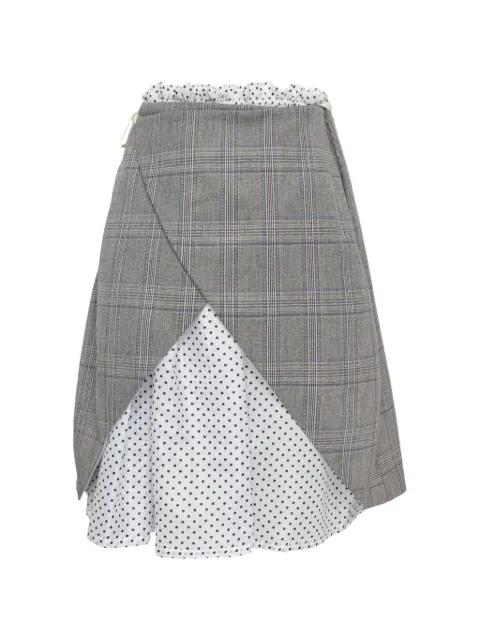 checked-overlay polka-dot skirt by PUSHBUTTON
