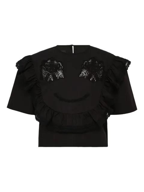 lace-embellished ruffle blouse by PUSHBUTTON