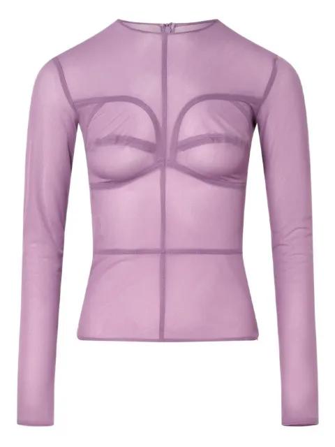 panelled-design long-sleeves blouse by PUSHBUTTON