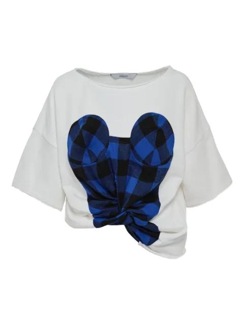 twisted-hem check-print top by PUSHBUTTON