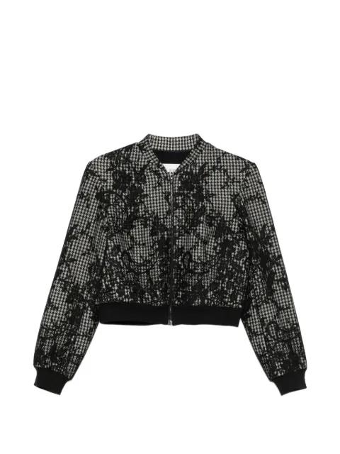 houndstooth lace-overlay jacket by QUETSCHE