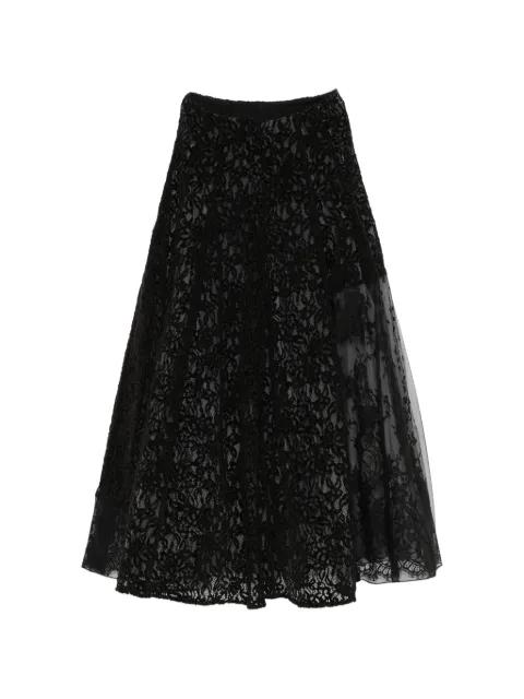 lace-overlay flared maxi skirt by QUETSCHE
