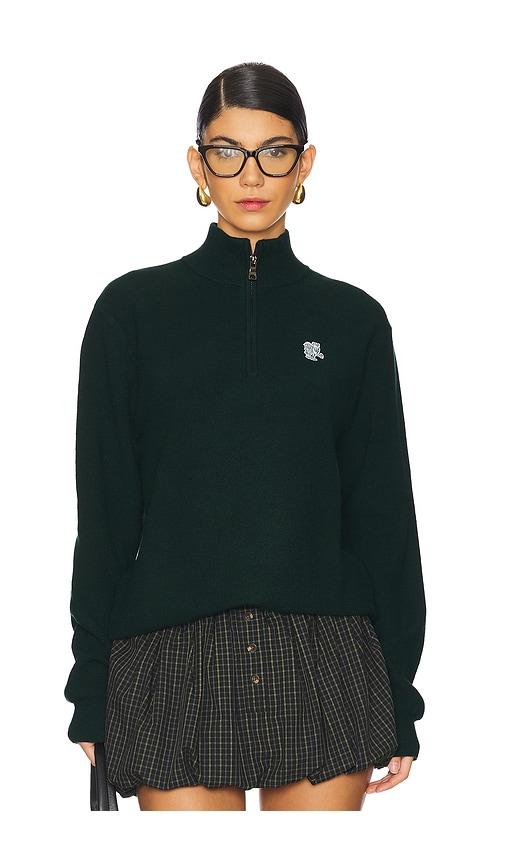 Quiet Golf Qg Owl Mesh Knit Quarter Zip in Green by QUIET GOLF