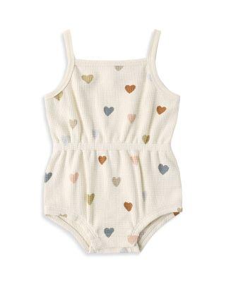 Girls' Confetti Hearts Waffled Cinch Romper - Baby by QUINCY MAE