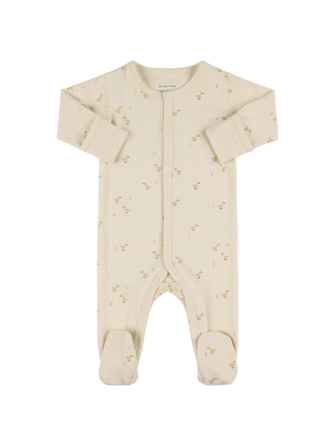 Organic Cotton Romper W/booties by QUINCY MAE