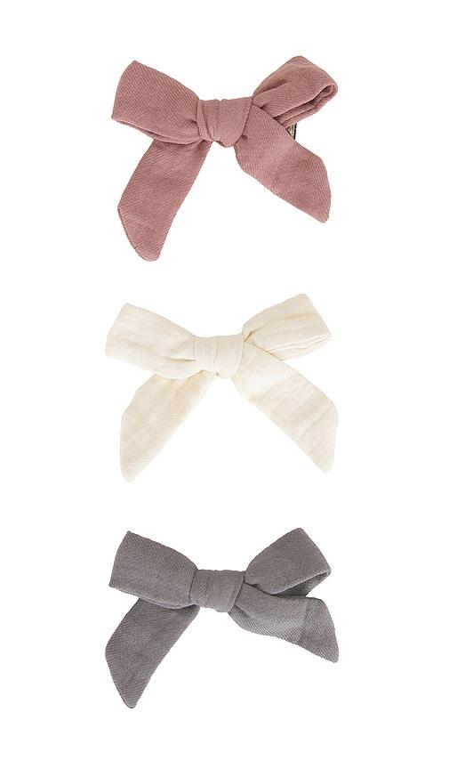 QUINCY MAE Kids Bow W Clip Set Of 3 in Pink by QUINCY MAE