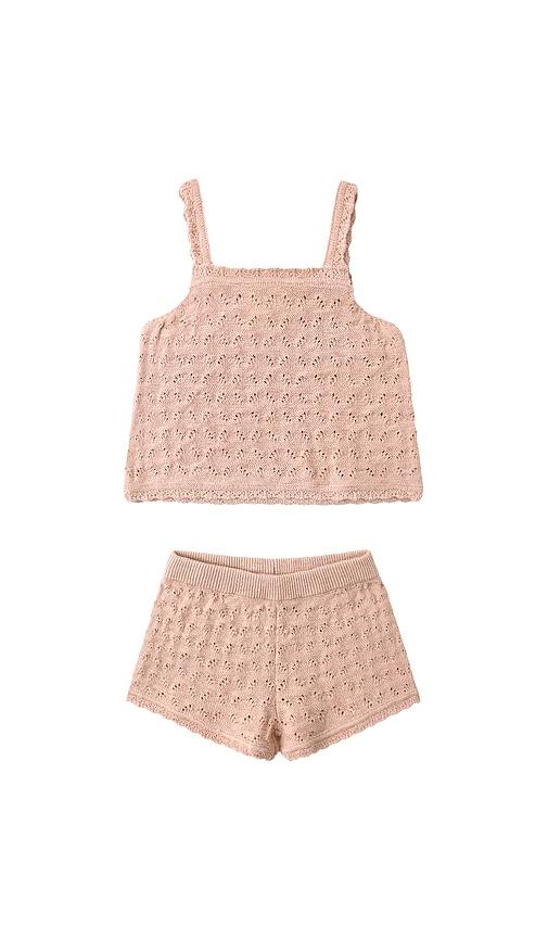 QUINCY MAE Pointelle Knit Tank & Short Set in Peach by QUINCY MAE