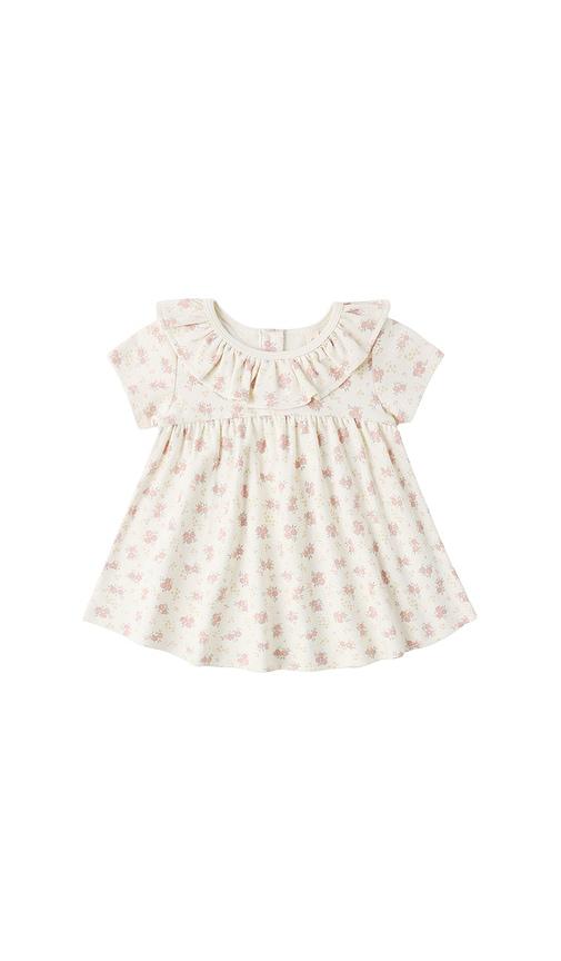 QUINCY MAE Ruffle Collar Jersey Dress in Ivory by QUINCY MAE