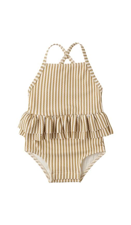 QUINCY MAE Ruffled One Piece Swimsuit in Brown by QUINCY MAE