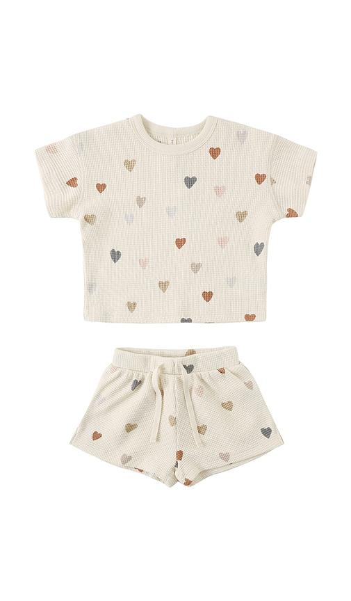 QUINCY MAE Waffle Tee & Short Set in Cream by QUINCY MAE