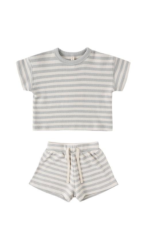 QUINCY MAE Waffle Tee & Short Set in Grey by QUINCY MAE