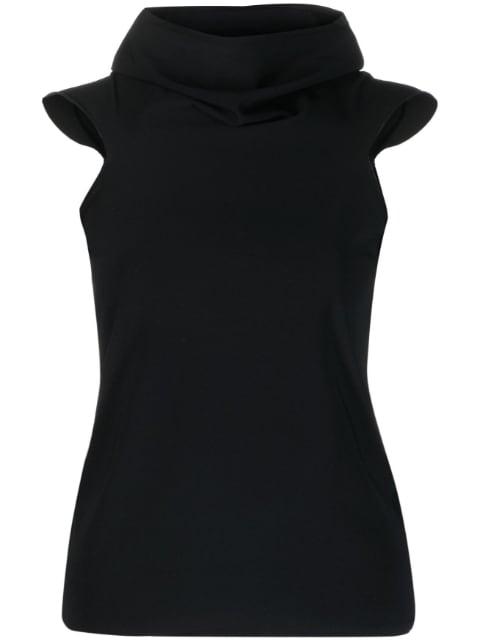 cowl-neck short-sleeve knitted top by QUIRA
