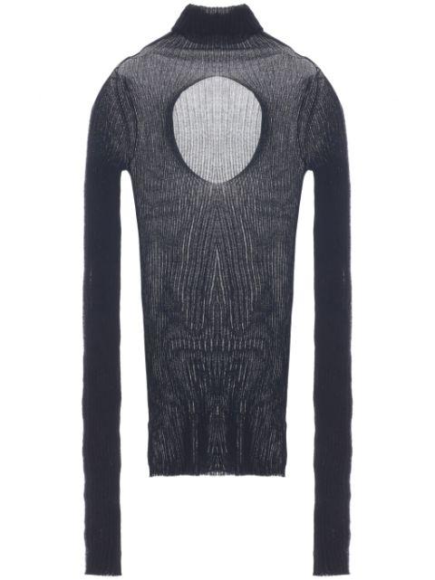 high-neck ribbed-knit jumper by QUIRA