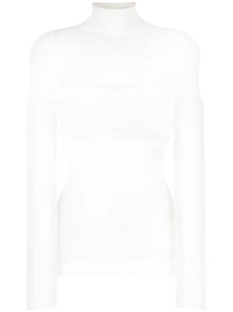 semi-sheer ribbed-knit top by QUIRA