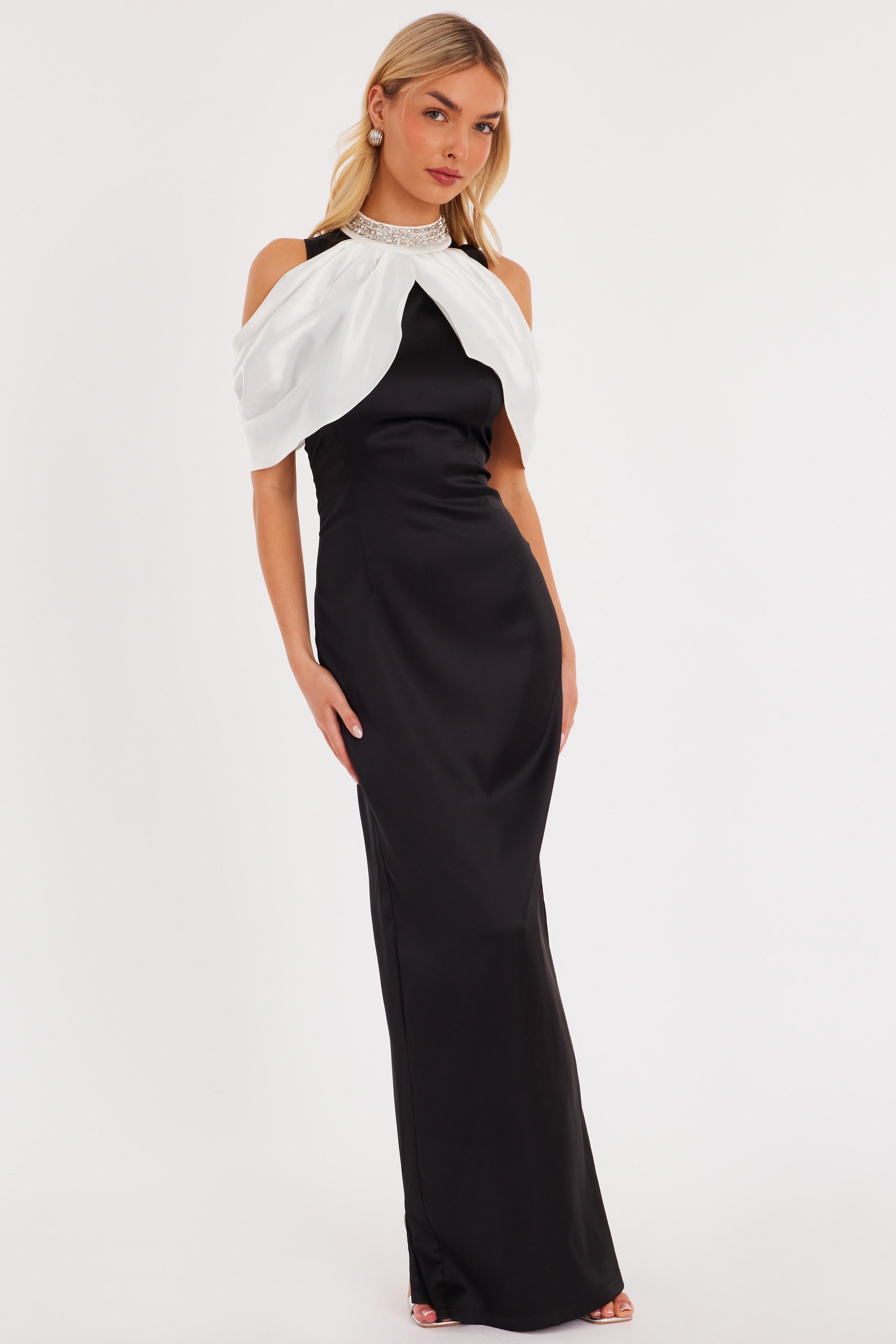 Black Cold Shoulder Maxi Dress by QUIZ