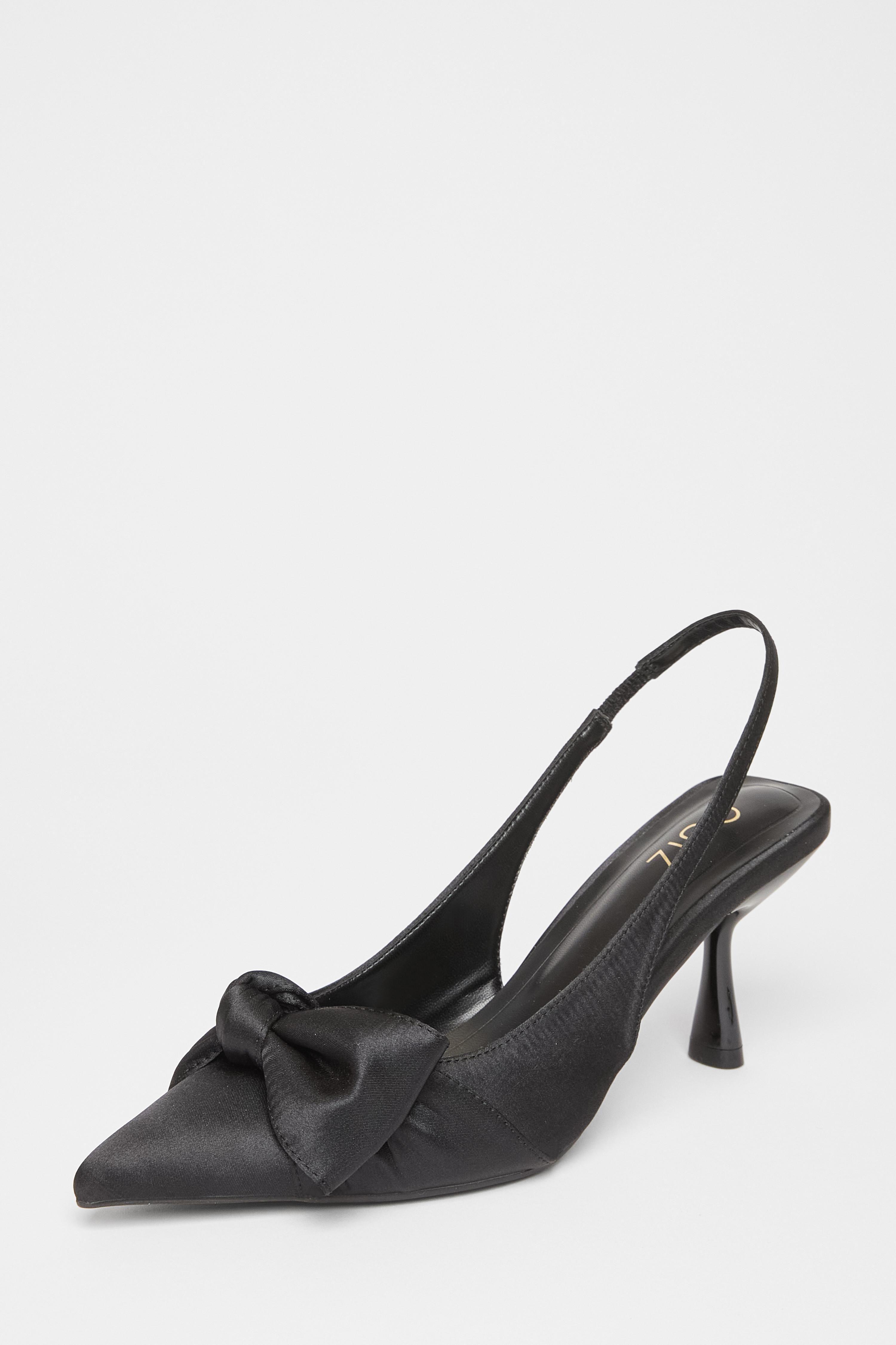 Black SlingBack Bow Heels by QUIZ