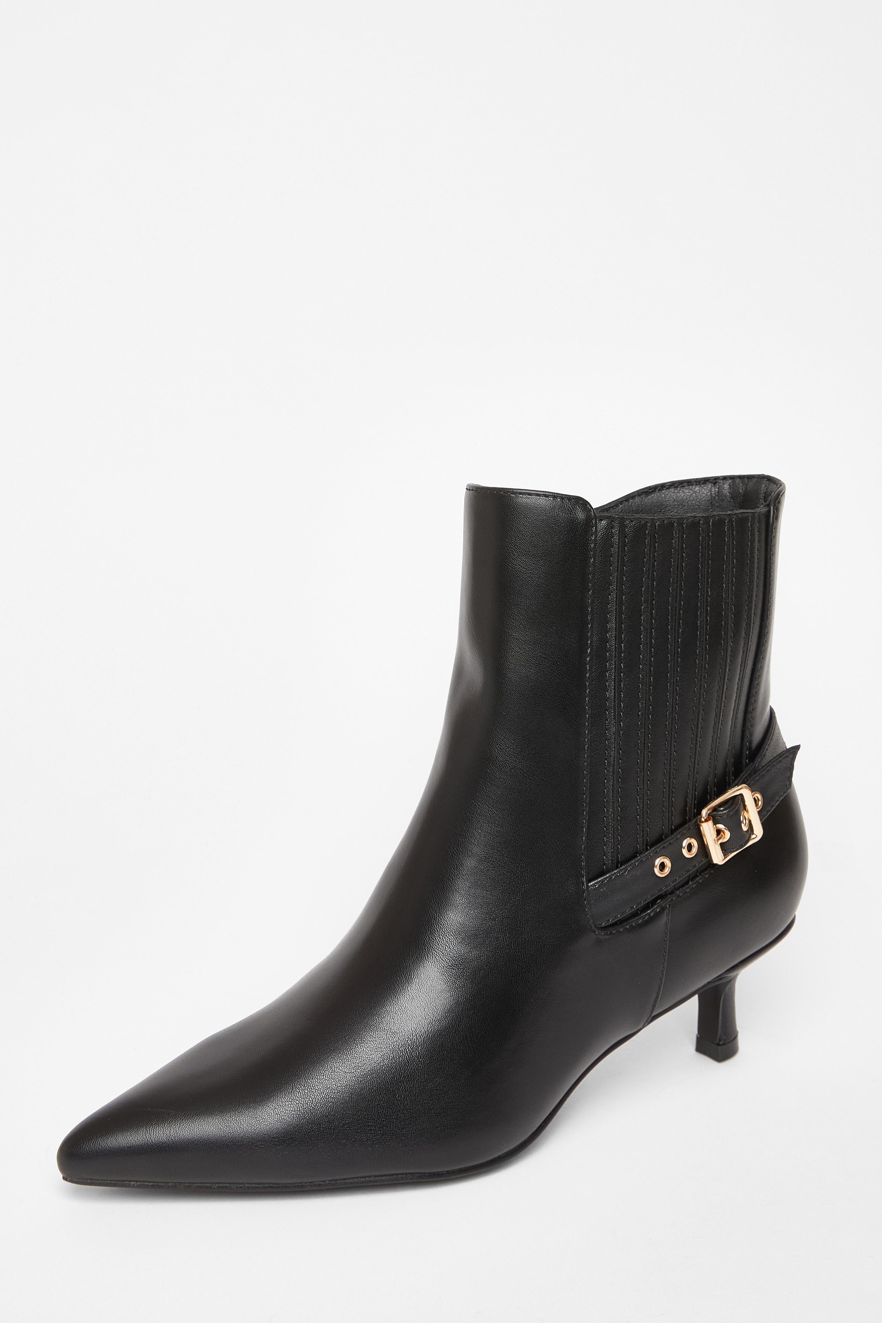 Black Wide Fit Buckle Ankle Boots by QUIZ