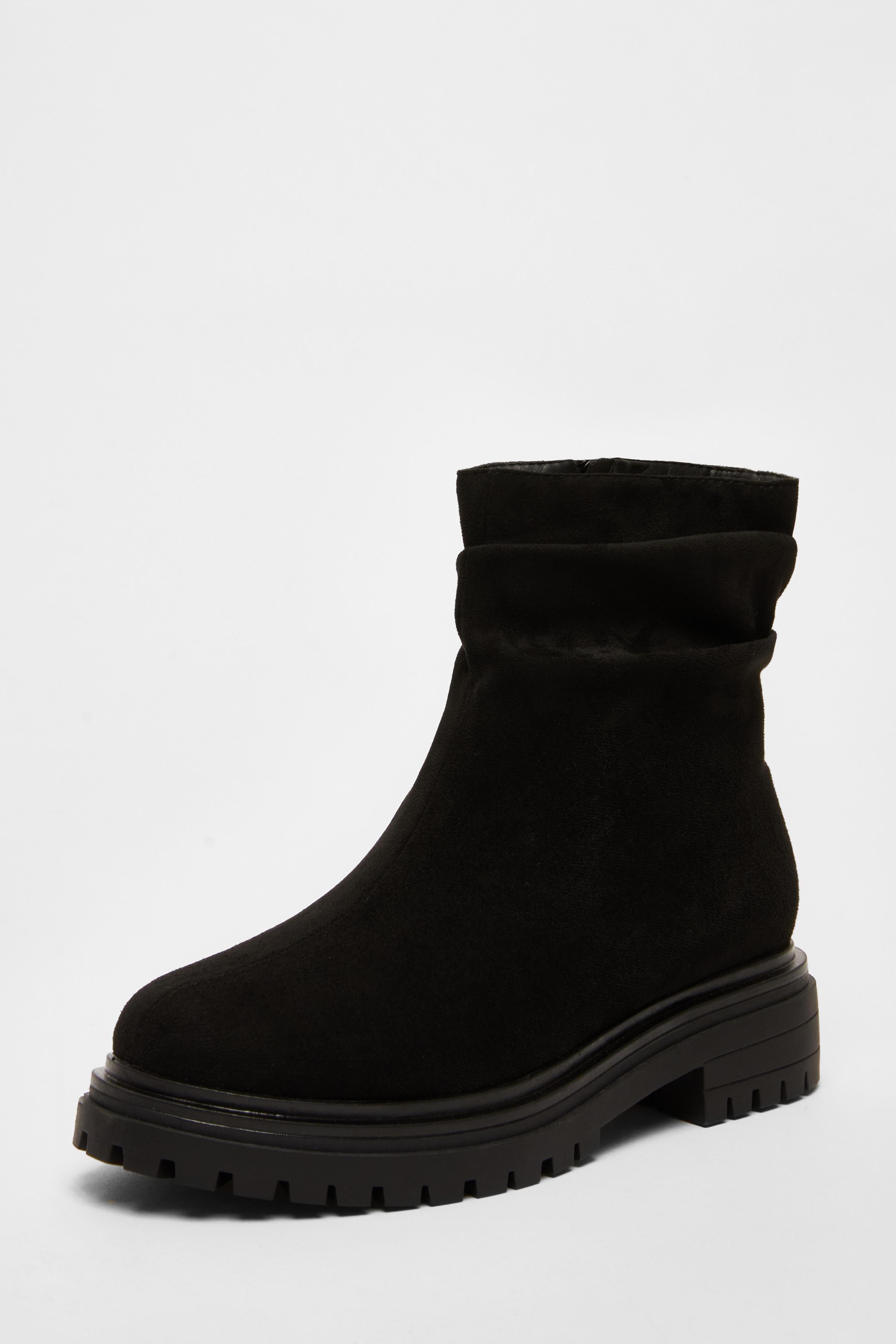 Black Wide Fit Faux Suede Ankle Boots by QUIZ