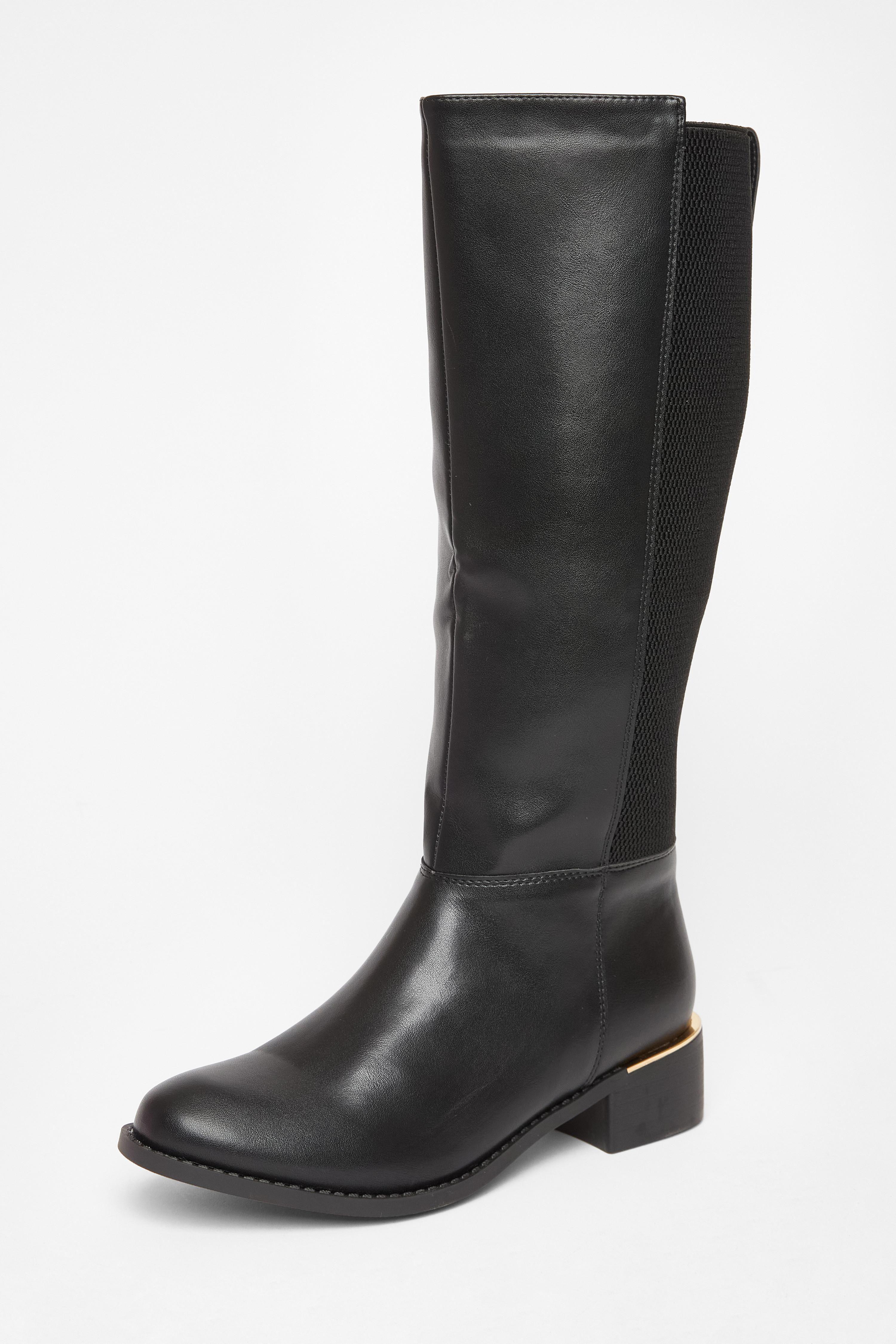 Black Wide Fit Knee High Boots by QUIZ