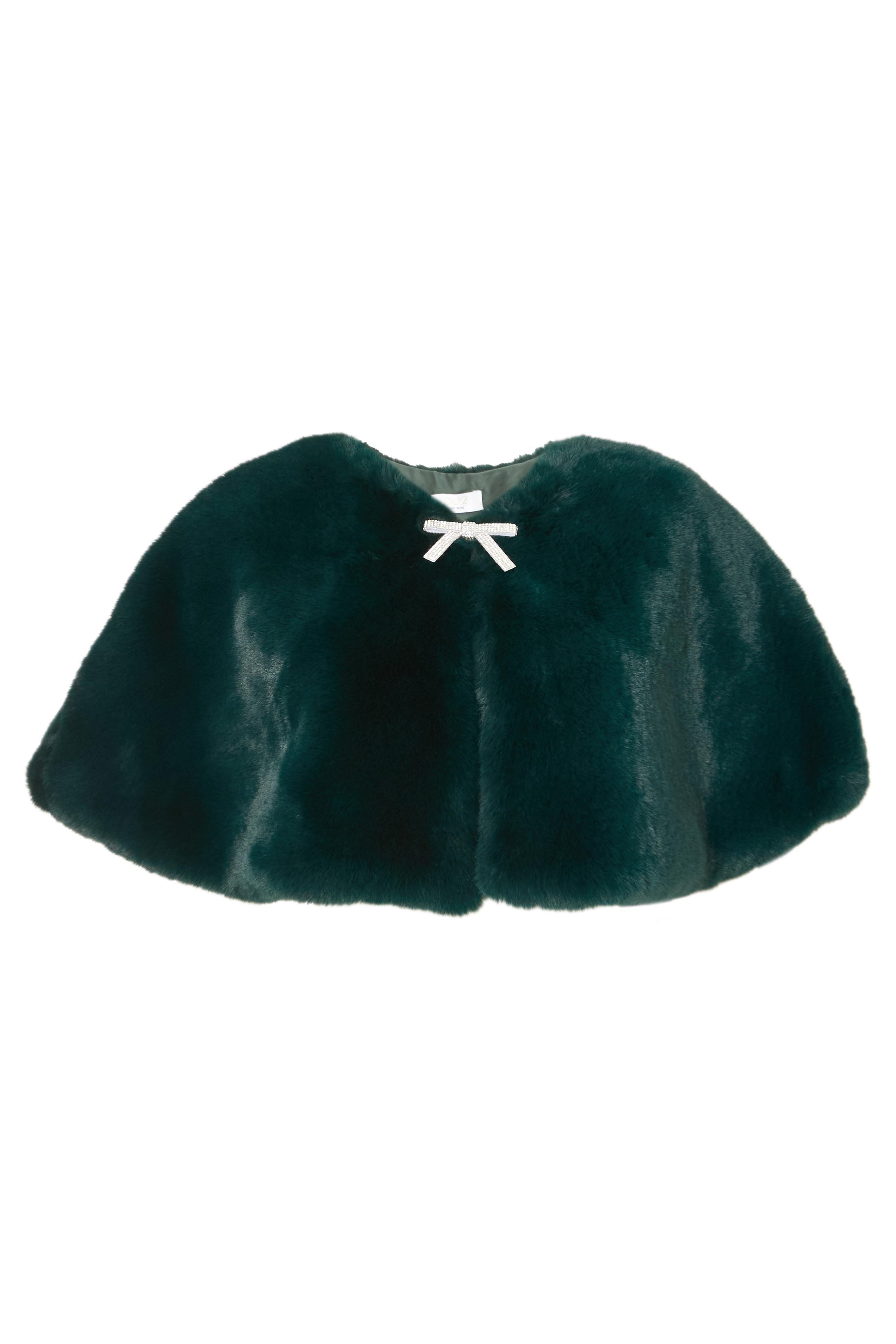 Green Bow Detail Faux Fur Wrap by QUIZ