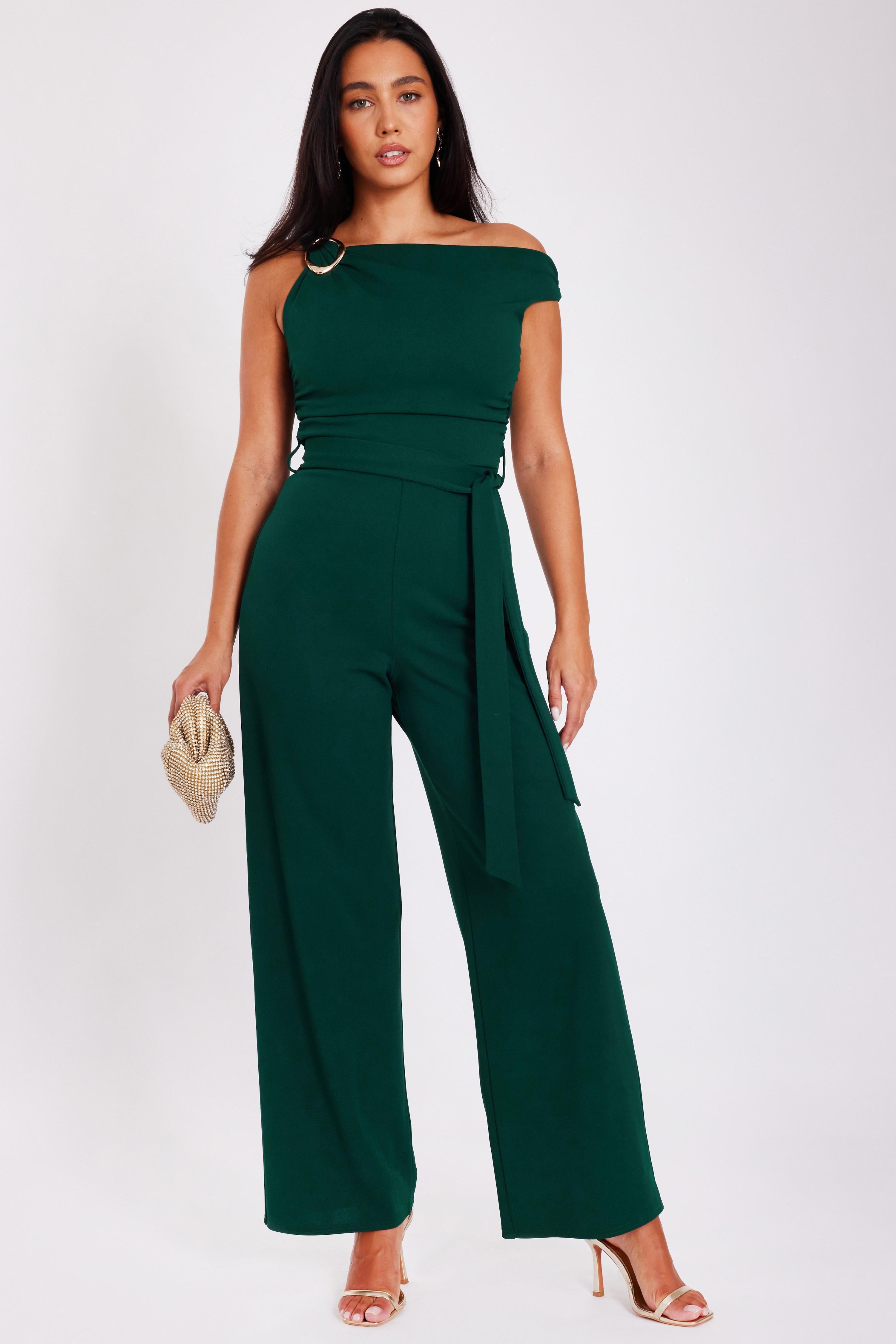 Green Drop Sleeve Jumpsuit by QUIZ