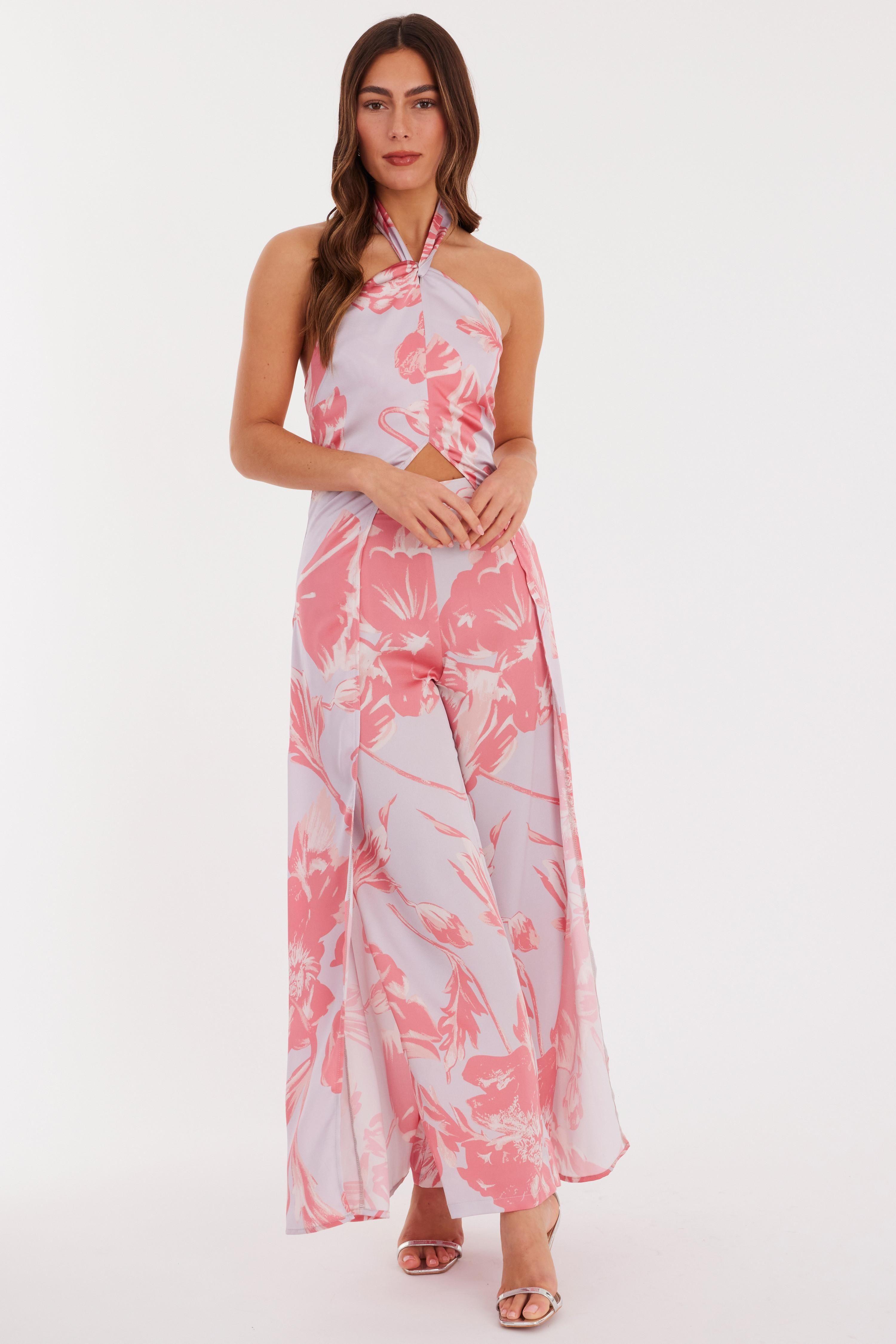 Lilac Satin Palazzo Trouser by QUIZ