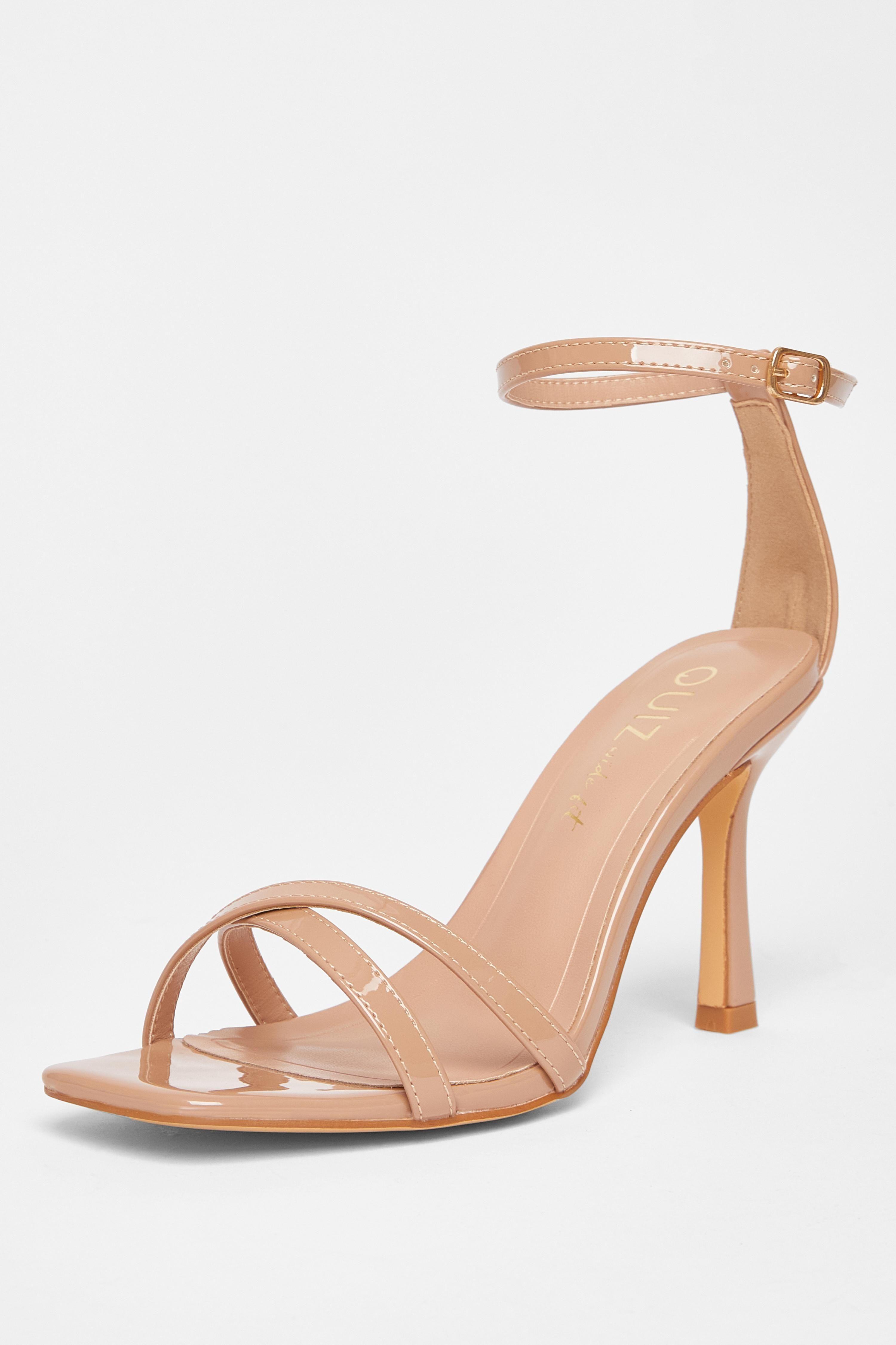 Nude Wide Fit Barely There Heels by QUIZ