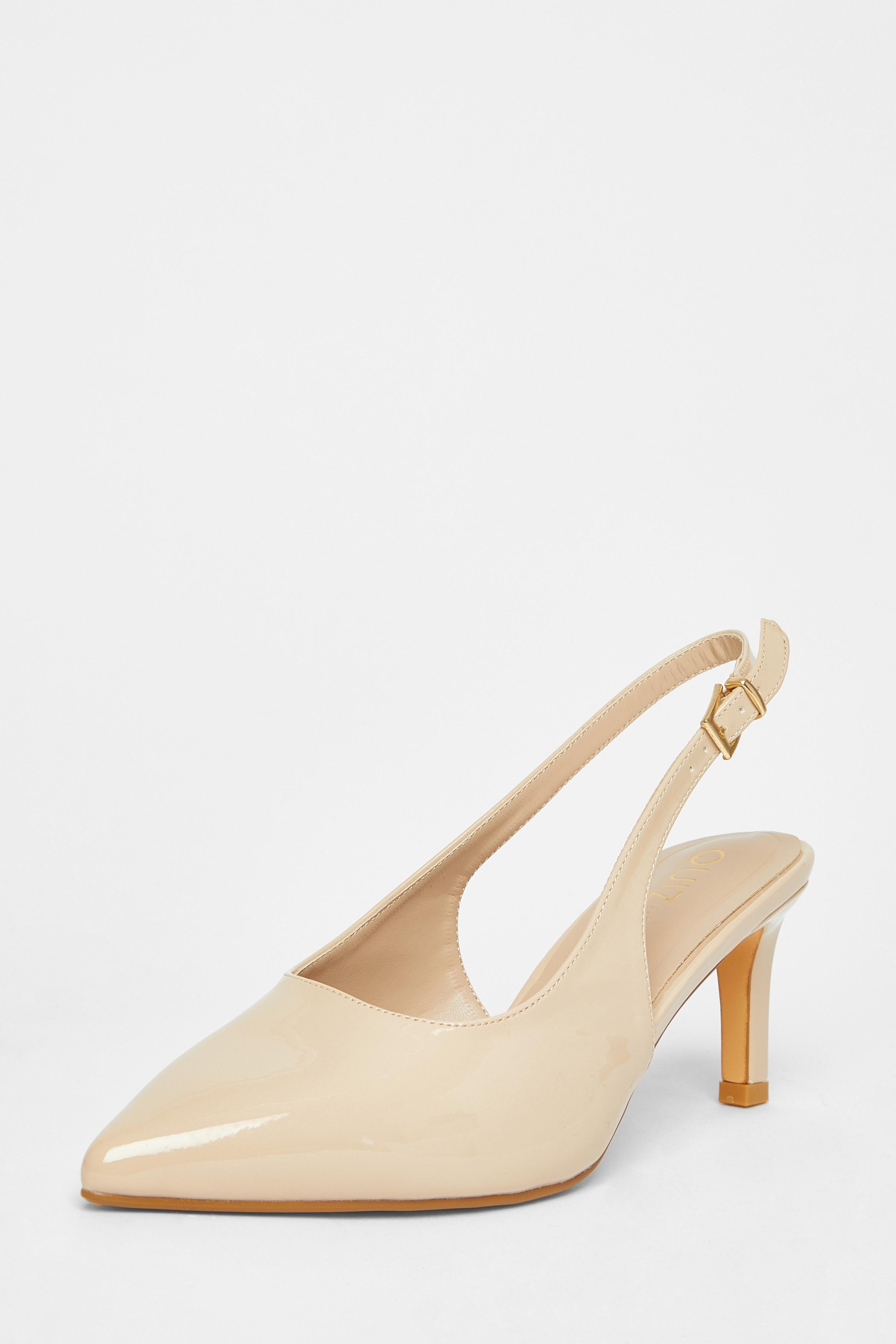 Nude Wide Fit Slingback Court Heels by QUIZ
