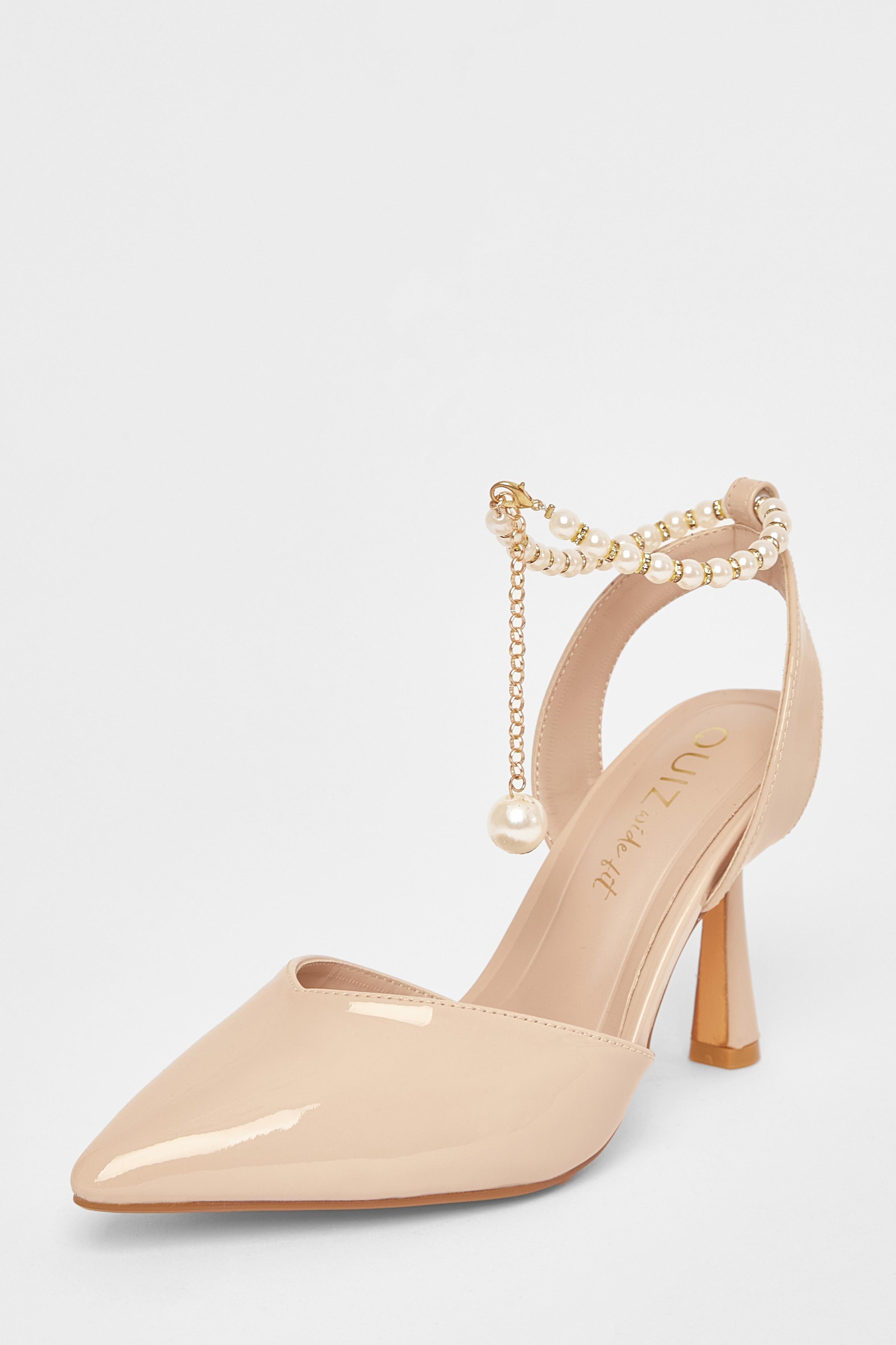 Nude Wide Fit Strap Court Heels by QUIZ