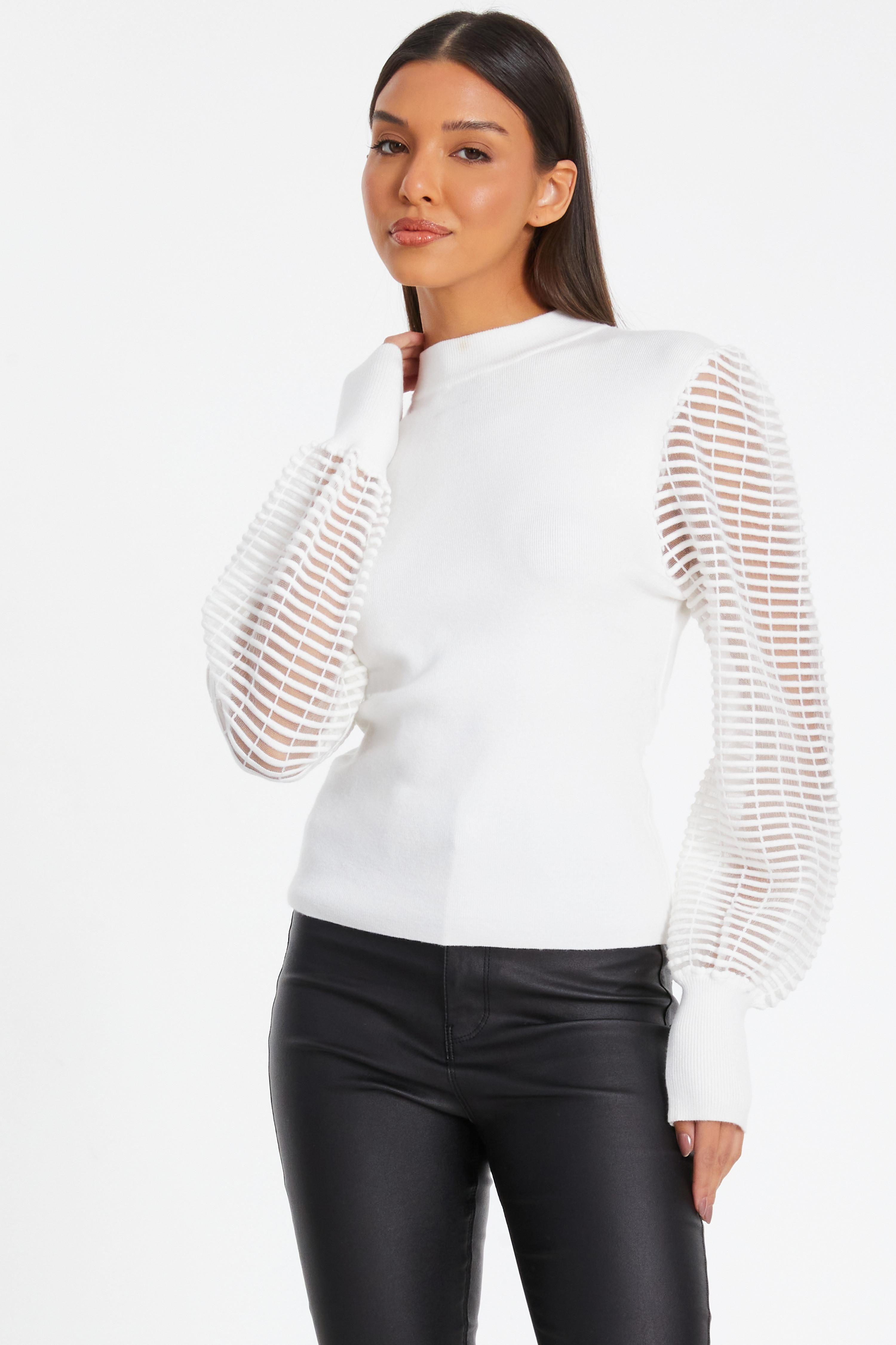 Off White High Neck Jumper by QUIZ
