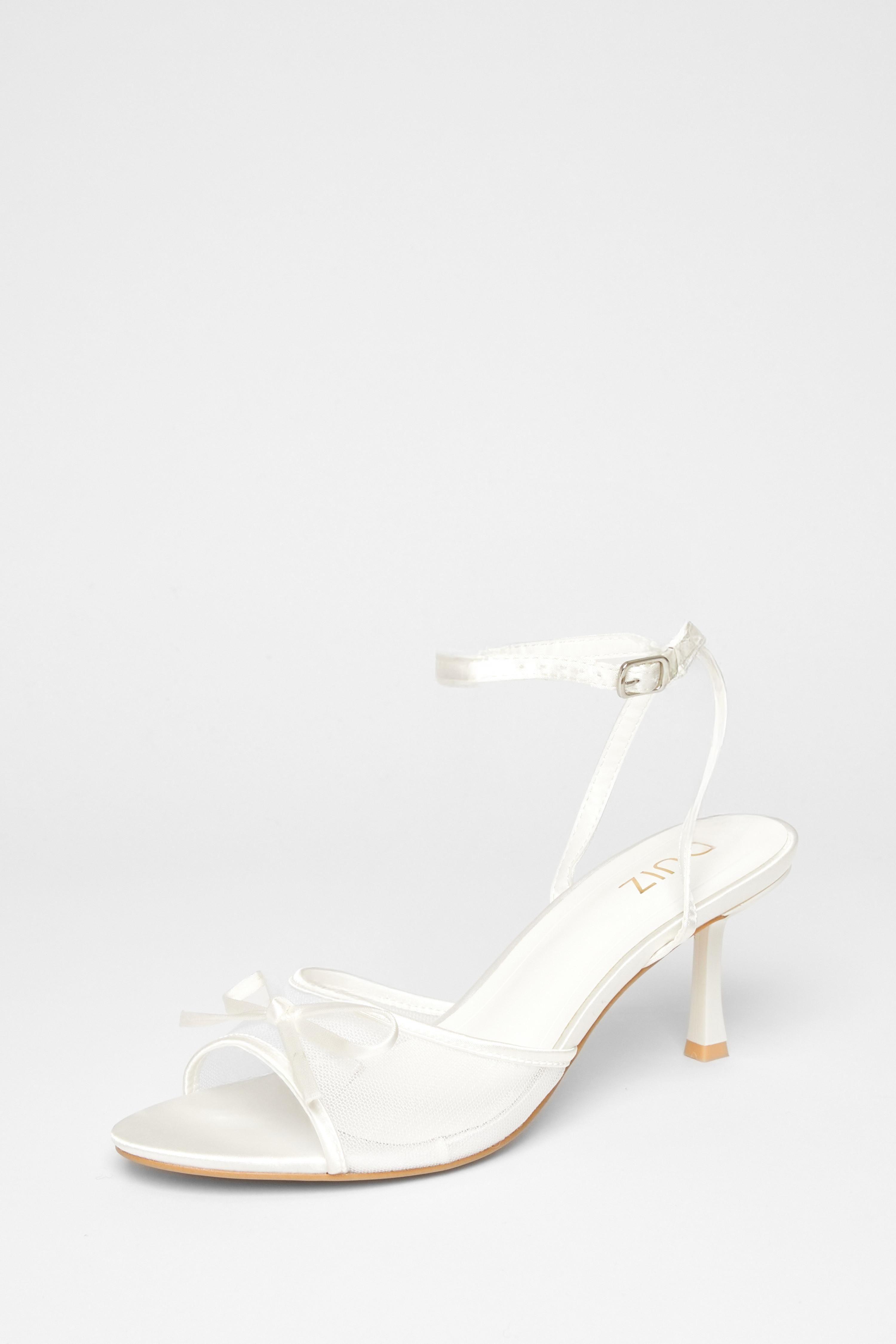 White Bow Detail Stiletto Sandals by QUIZ