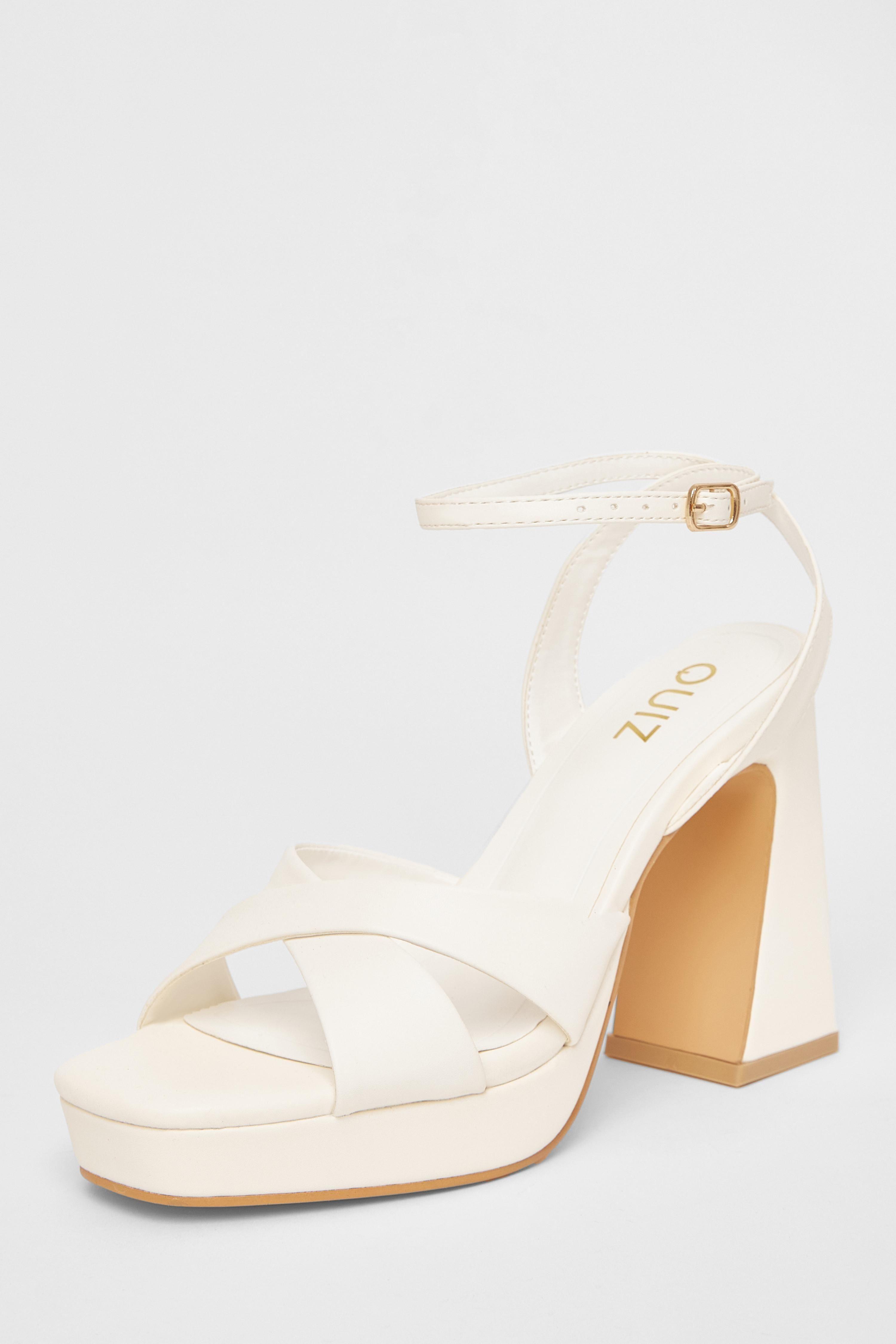 White Faux Leather Platform Heels by QUIZ