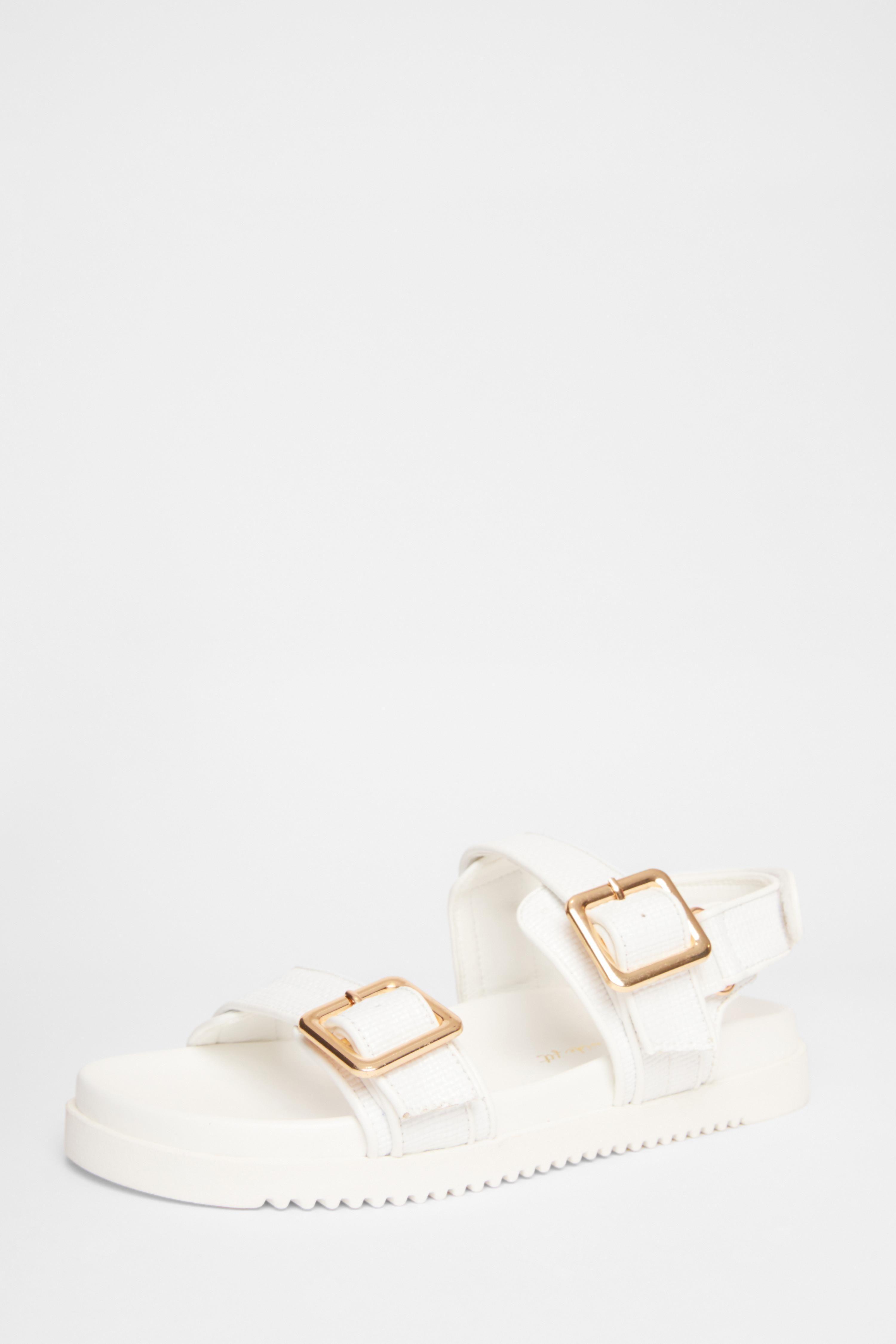 White Wide Fit Double Strap Sandals by QUIZ