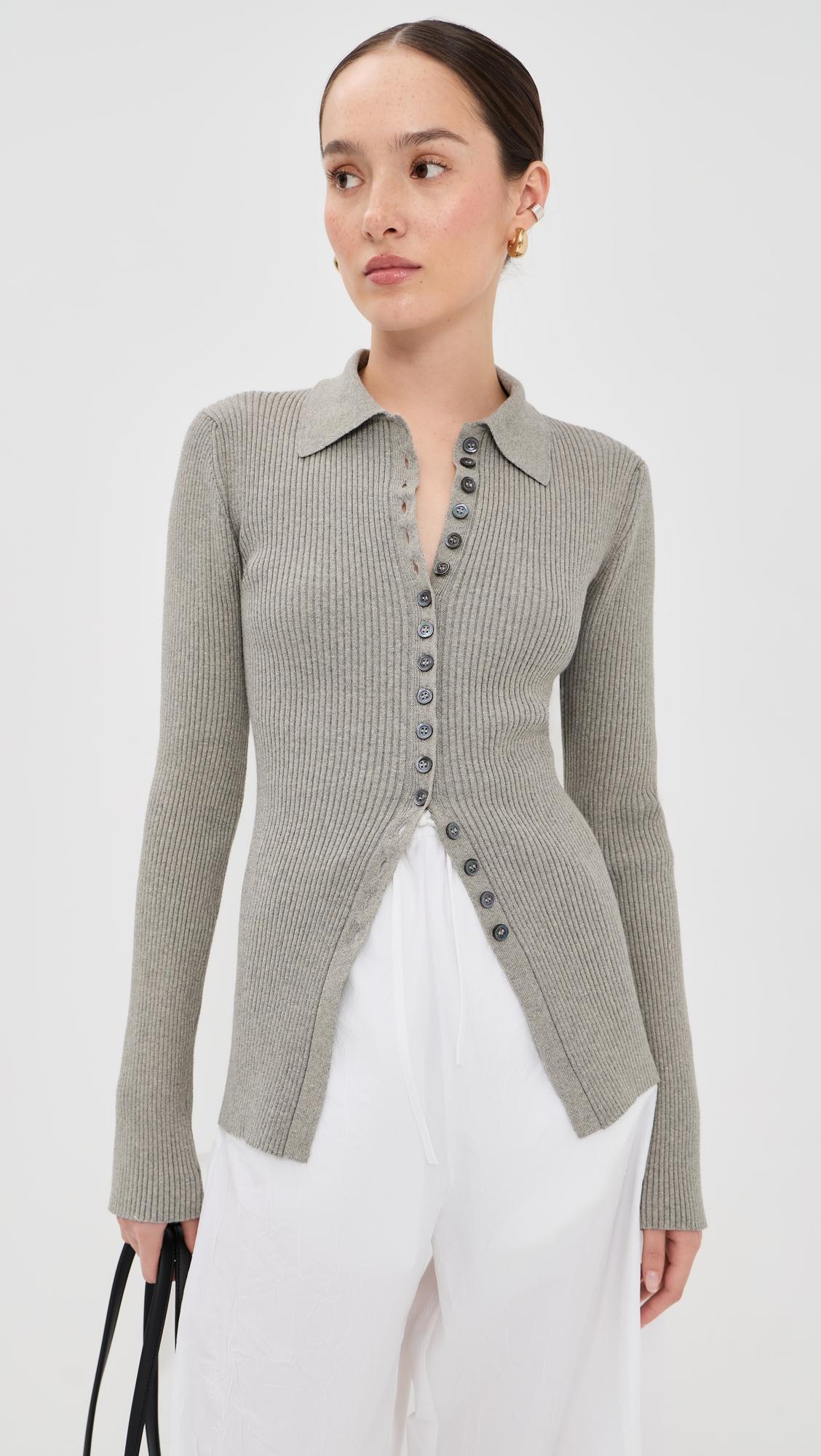 Elongated Ribbed Cardigan by RÓHE